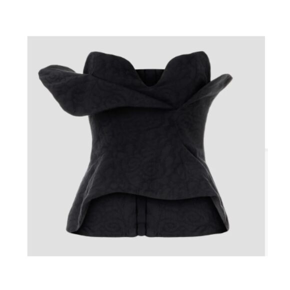 Mara Hoffman Tops - Mara Hoffman Liya Quilted Strapless Peplum Top Black Organic Cotton 10
